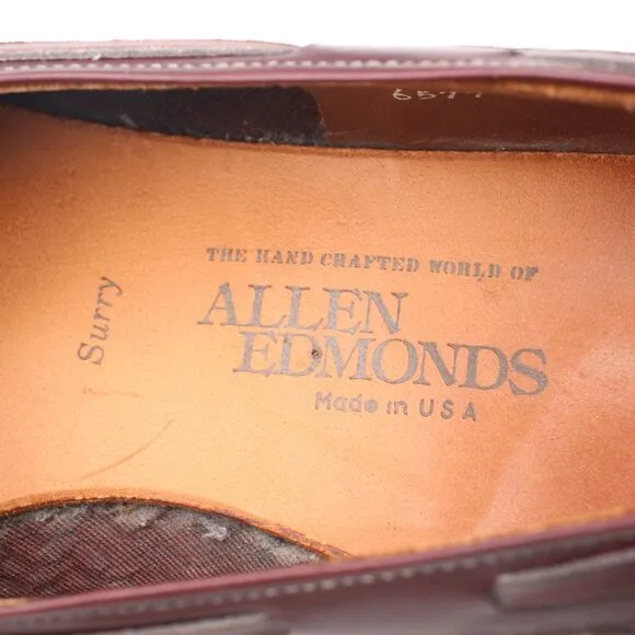 Allen Edmonds Surry Men's 11 C Narrow Woven Burgundy Leather Tassel Loafers USA
