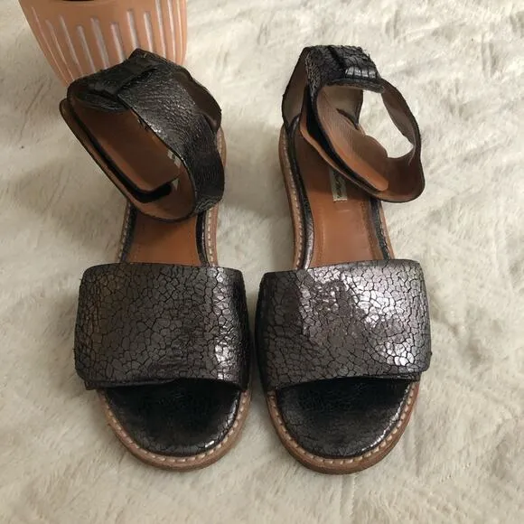 &amp; Other Stories Metallic Leather Velcro Block Heel Sandals