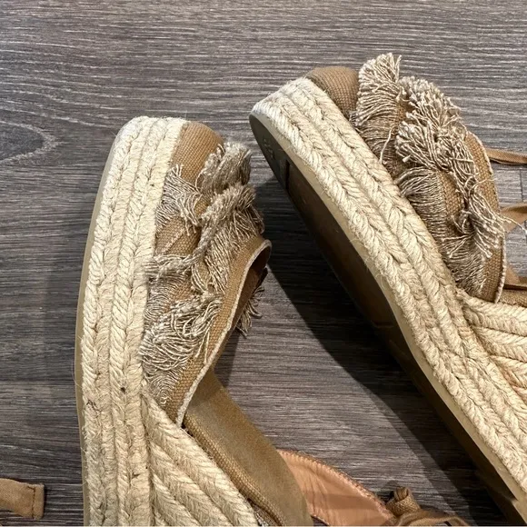 Castaner Canvas Fringe Trim Accent Wedges Espadrille in Tan Color sz EU38/US 7.5