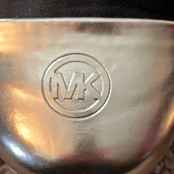 Michael Kors Rover metallic toe cap black leather ballet flats size 5
