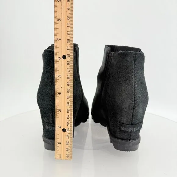 Sorel Womens Joan Of Arctic Wedge III Chelsea Ankle Boots Sz 9 Black LL5362-010