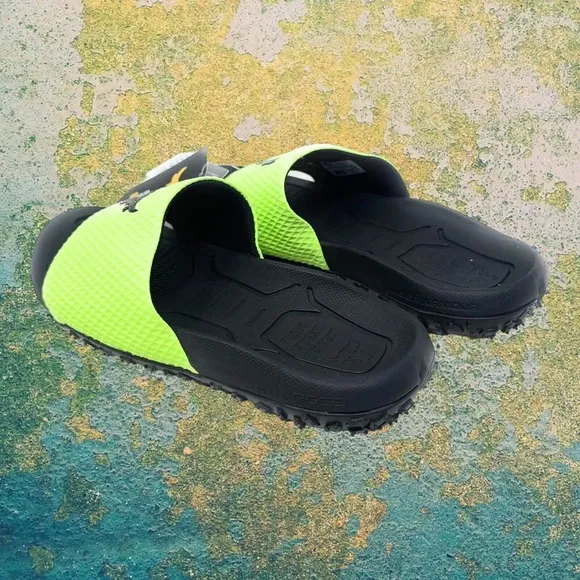 UNDER ARMOUR Men's Sz 9 UFC Project Rock Slides Strap Sandals Green‎ 3025237